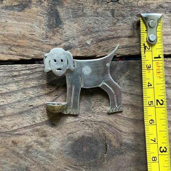 Vintage 925 Silver Doggie Brooch-unique - Picture 10 of 11